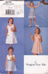 9479 EZ VOGUE GIRL SLVSS EMPIRE INSET OR NOT DRESS PATTERN 4-6, 7-10